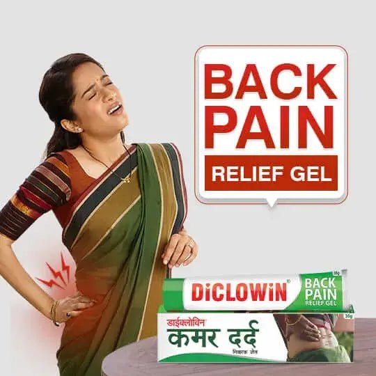 DiCLOWiN Back Pain Relief Gel (Pack of 2) | Quattro-formulation | Non-Staining, Non-Burning | Clincally Proven for Rapid Relief & Long Lasting Cooling Sensation