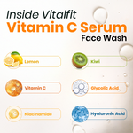 Load image into Gallery viewer, Vitamin C Serum Face Wash | Brightening Cleanser with Glycolic Acid, Hyaluronic Acid &amp; Niacinamide | With Lemon &amp; Kiwi Extracts | For Glowing &amp; Even Skin Tone | pH Balanced | 75ml