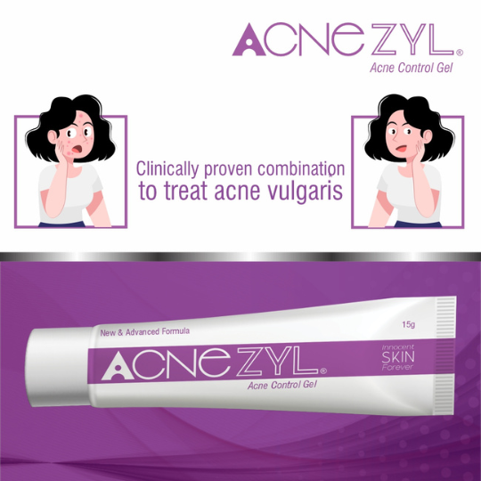 Acnezyl Acne Control 15g Gel with Nicotinamide & Clindamycin(Pack Of 1)| Improves Skin Texture, Shrinks Pimples & Reduces Blemishes | Clinically Proven | For Women & Men