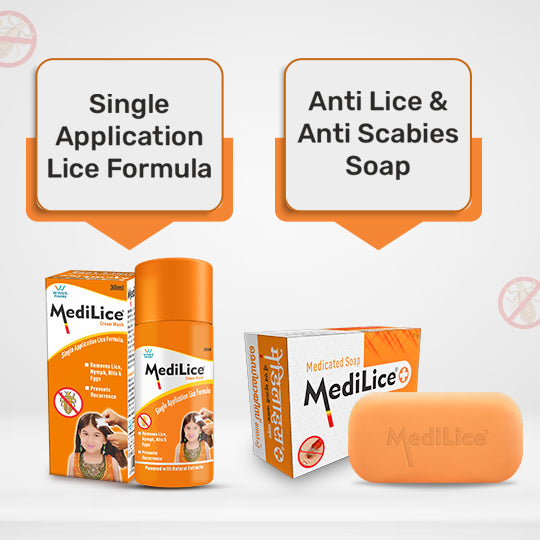 Medilice Lice & Scabies Combo | Anti Lice Lotion 30ml + Medicated Soap 75g | Suitable For All Skin Types of Men & Women | Trusted Brand Since 1998