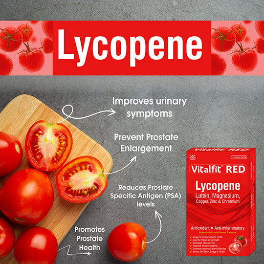 Vitalfit Red Lycopene Lutein Zinc Chromium Softgels | Anti Oxidant Supplement | Supports Cardiac, Bone, Vision & Skin Health | For Men and Women(Pack of 1)