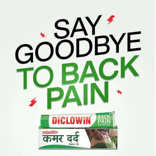 DiCLOWiN Back Pain Relief Gel (Pack of 2) | Quattro-formulation | Non-Staining, Non-Burning | Clincally Proven for Rapid Relief & Long Lasting Cooling Sensation