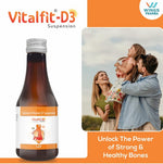 Load image into Gallery viewer, VitalFit D3 Suspension | Essential Calcium &amp; Vitamin D Support for Bone Health &amp; Immune System | Useful in Osteoporosis &amp; Fractures | 200ml Liquid(Pack of 2)
