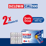 Load image into Gallery viewer, Diclowin CAL500 | Daily Dose Tablet of 500mg Calcium &amp; 500IU Vitamin D3 | Promotes Strong Bones, Teeth, Muscles &amp; Boosts Immunity | 30 Tablets (Pack of 2)
