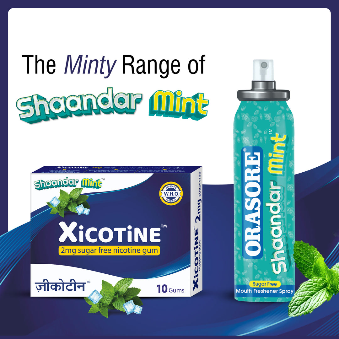 Nicotine 2mg Sugar Free Gum | ShaandarMint Flavour | Freedom from Smoking | Easy on Throat | WHO Approved | Shaandar mint