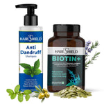 Load image into Gallery viewer, Hairshield Complete Hair Care Combo | Anti Dandruff Shampoo 100 ml with Free Cream &amp; Biotin+ Tablets 60 Tablets | Supports Clean Scalp &amp; Regular Hair Care | Men &amp; Women