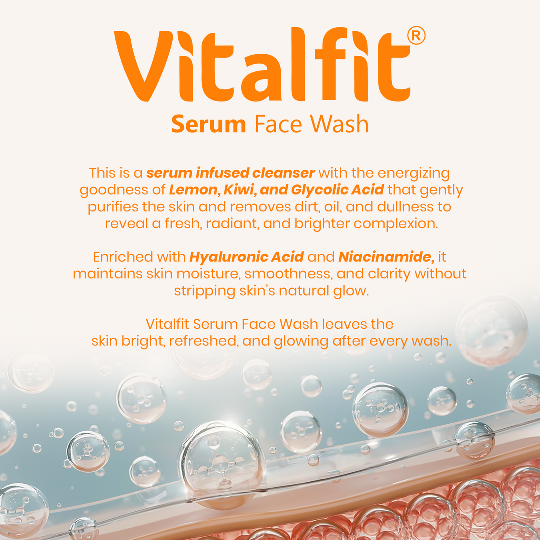 Vitamin C Serum Face Wash | Brightening Cleanser with Glycolic Acid, Hyaluronic Acid & Niacinamide | With Lemon & Kiwi Extracts | For Glowing & Even Skin Tone | pH Balanced | 75ml