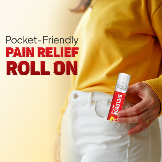 Diclowin Active Pain Relief Roll-On | With 4 Natural Oils, Camphor & Menthol | Ideal For Headache, Muscle & Joint Pain | Non-Greasy & Easy to Use | 10ml