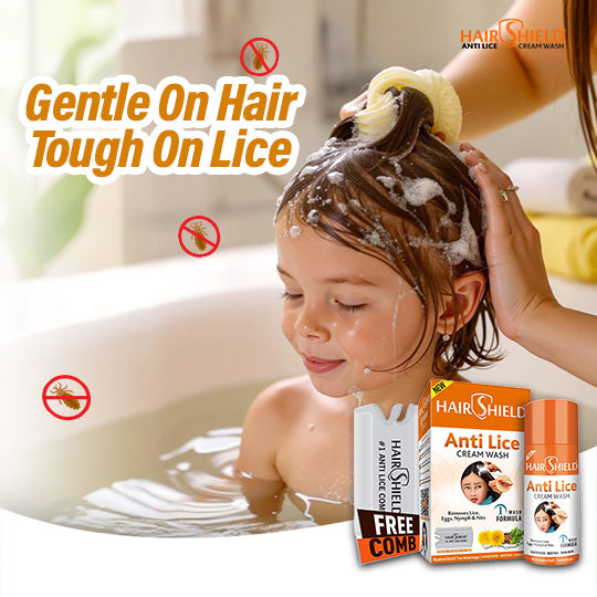 Hairshield Anti Lice Cream Wash (Pack of 6) Each Pack with New Big Lice Specialist Comb | Made with Guldaudi, Reetha & Shikakai