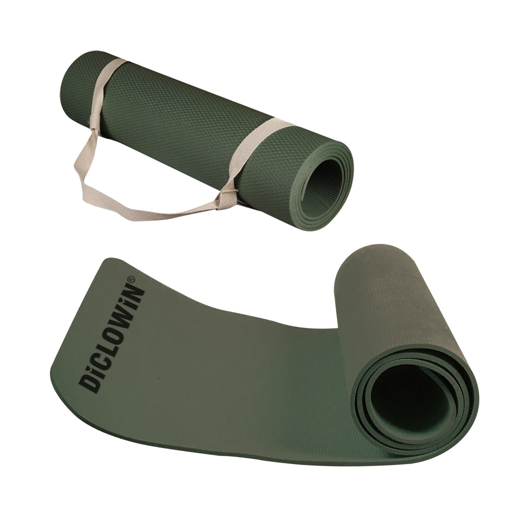 DiCLOWiN Yoga Mat | 6mm, Anti Slip, Extra Grip | Storage Strap Included | Exercise, Stretch, Rest & Yoga For Men, Women, Children, Elderly
