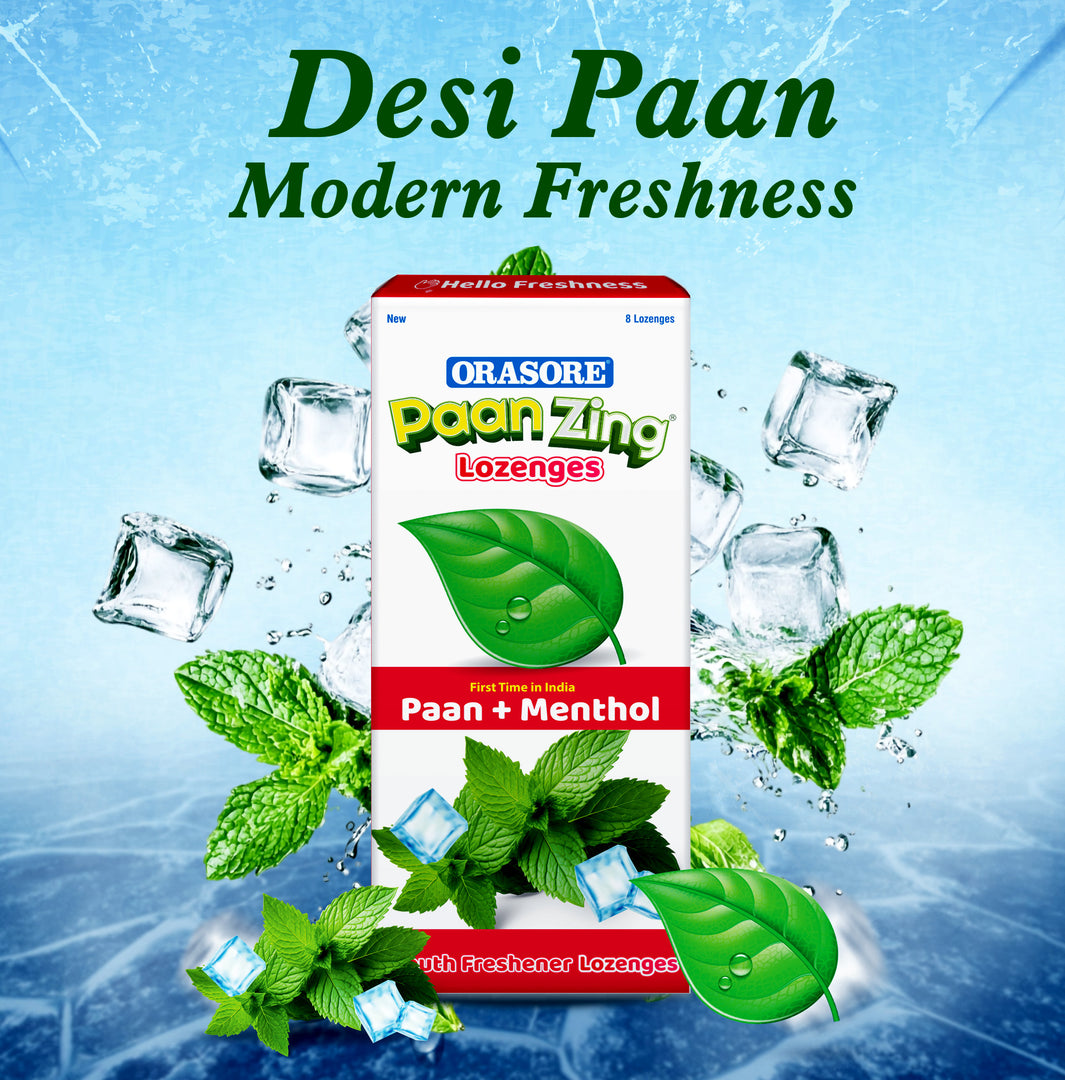 Orasore PaanZing Lozenges | First Time in India Paan + Menthol Mouth Freshener | Instant Fresh Breath | 8 Lozenges (Paan Zing, Pack of 3)