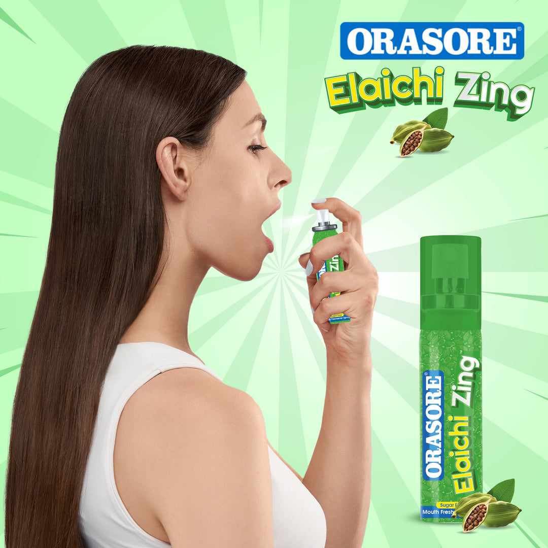Orasore Elaichi Zing Mouth Freshener Spray | Alcohol-Free, Sugar-Free, 200+ Sprays | Instant Fresh Breath | Pocket Friendly Mouth Spray with Natural Ingredients (Pack of 2)