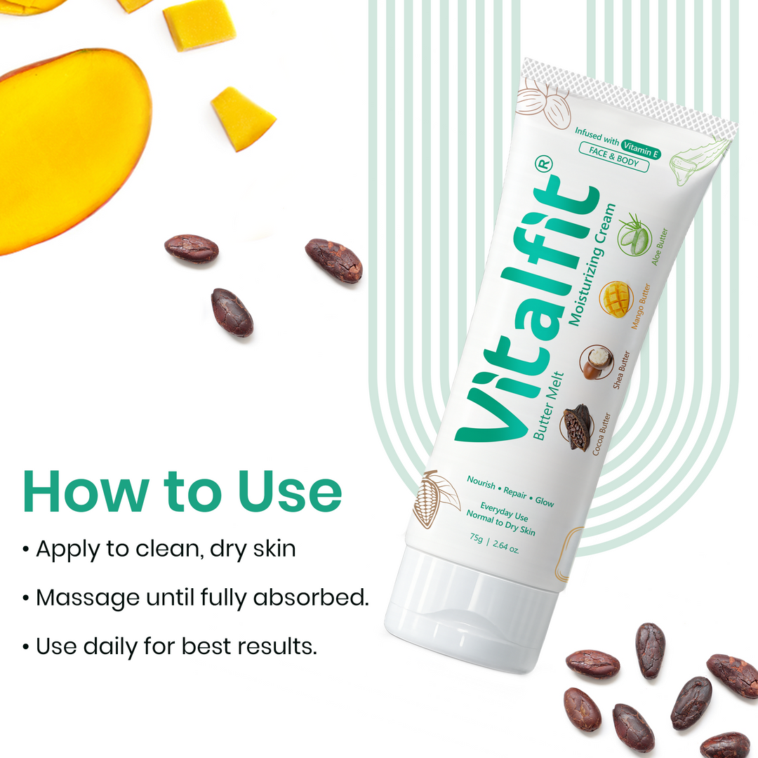 Butter Melt Moisturizing Cream with Vitamin E | Face & Body Cream with Cocoa, Shea, Mango & Aloe Butters | Deep Nourishing Moisturizer for Normal to Dry Skin | 75g