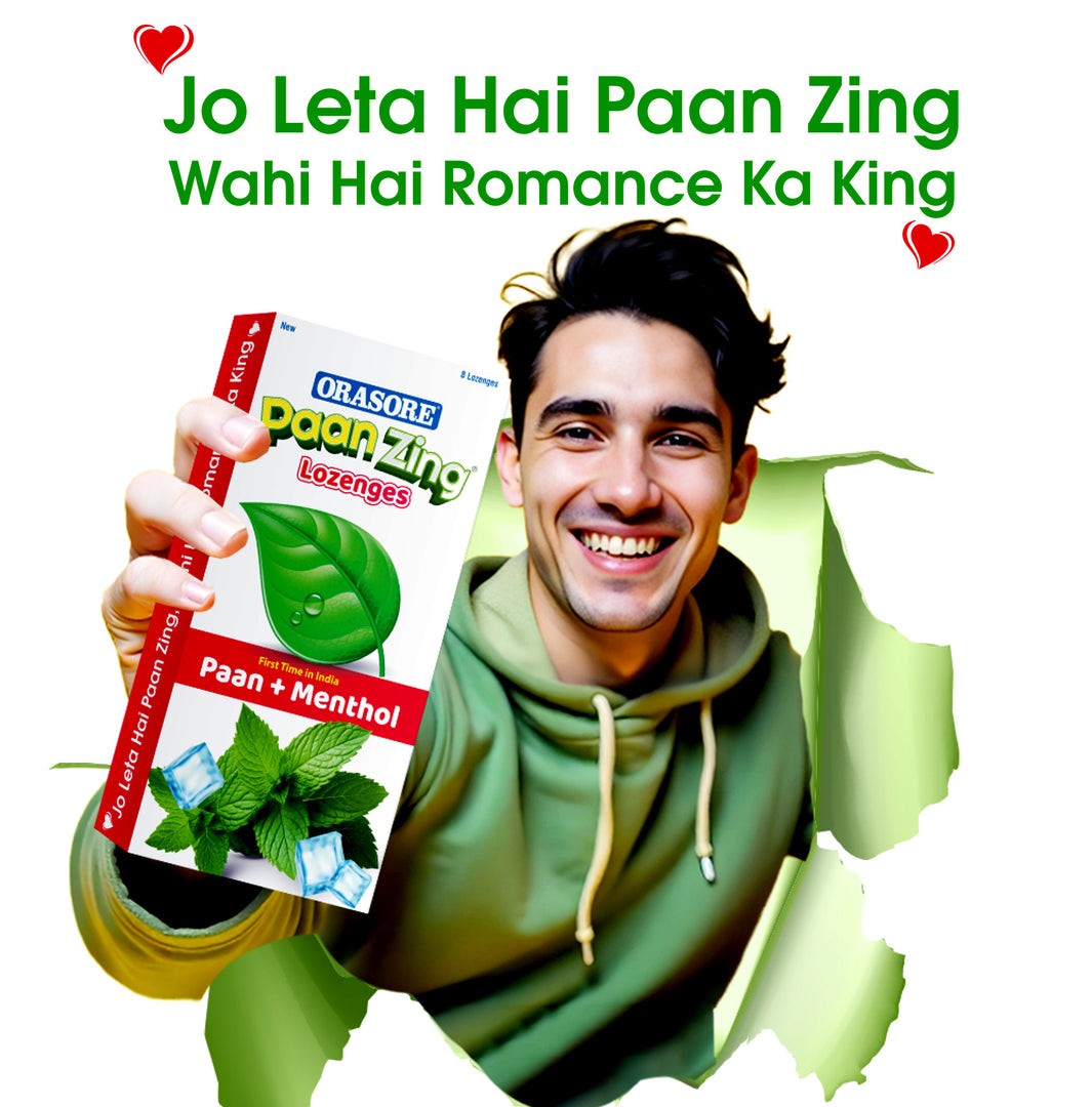 Orasore PaanZing Lozenges | First Time in India Paan + Menthol Mouth Freshener | Instant Fresh Breath | 8 Lozenges (Paan Zing, Pack of 3)
