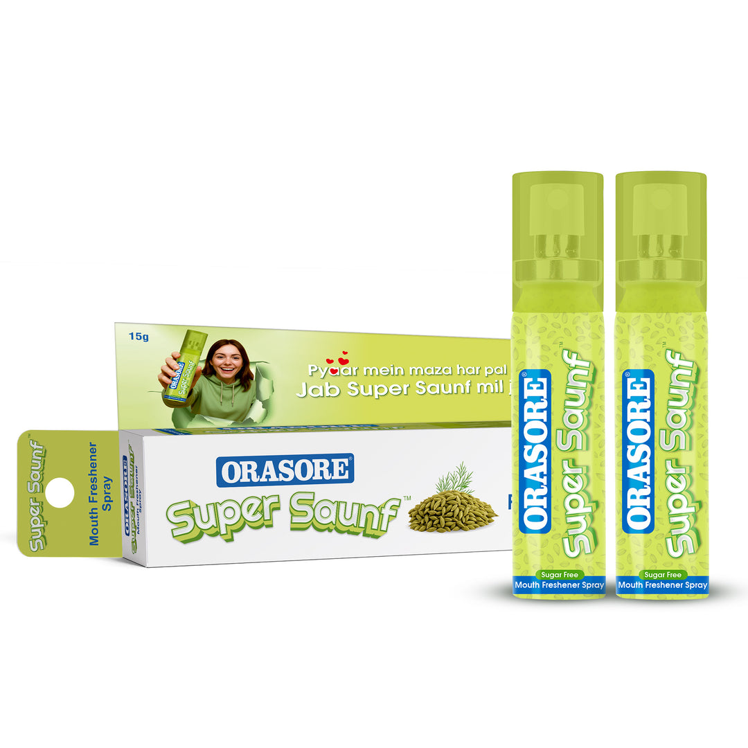 Orasore Super Saunf Sugar Free Mouth Freshener Spray 15g | Instant Bad Breath Solution with Long-Lasting Freshness | 200+ Sprays | Alcohol-Free, Pocket Friendly & Refreshing Sounf Flavour (Pack of 2)