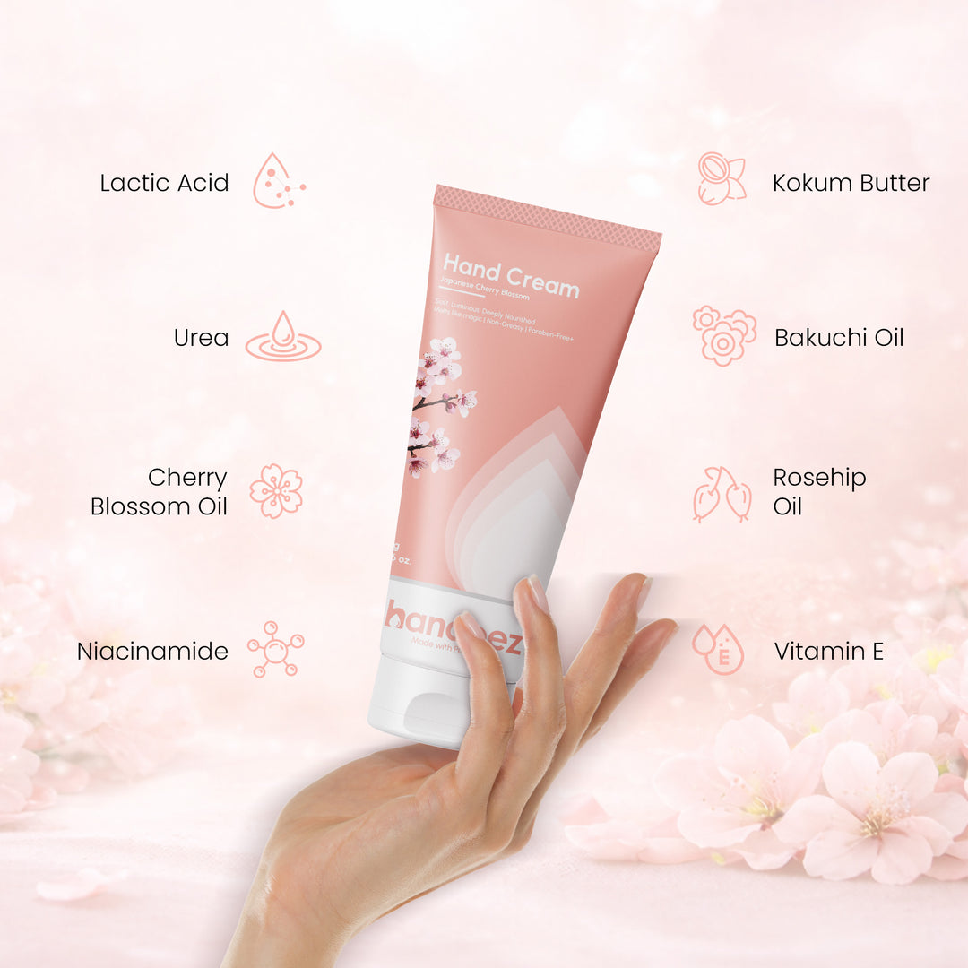 Handeez Hand Cream Japanese Cherry Blossom 50g | Deep Nourishing & Non-Greasy Hand Moisturizer | Soft, Smooth & Luminous Hands | Paraben-Free Daily Care