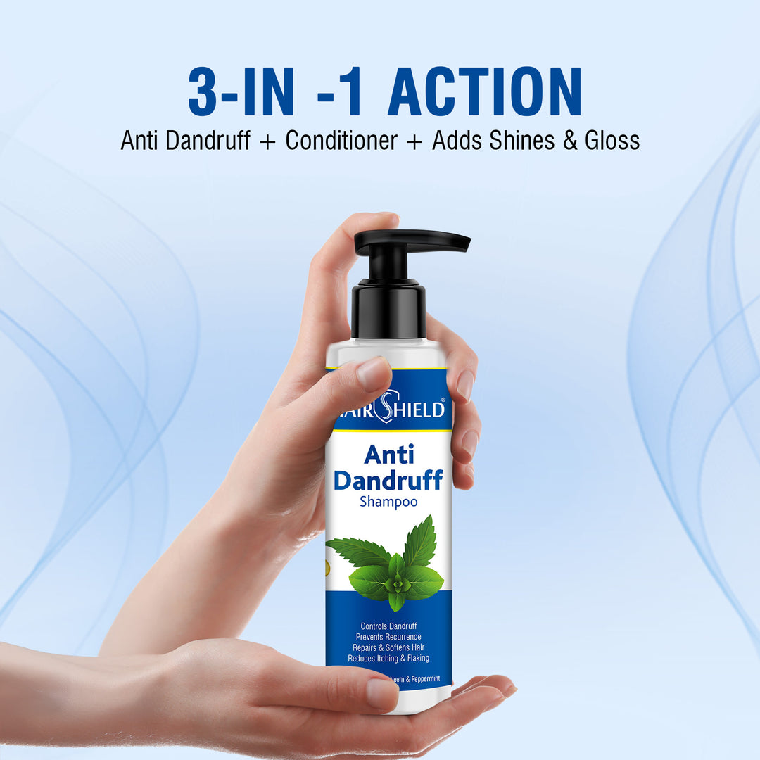 Hairshield Anti Dandruff Shampoo 100ml with Free 10ml Anti Dandruff Cream | Climbazole, ZPTO, Neem & Peppermint Formula | Prevents Recurrence, Hydrates & Conditions Hair | Powerful Duo for Men & Women