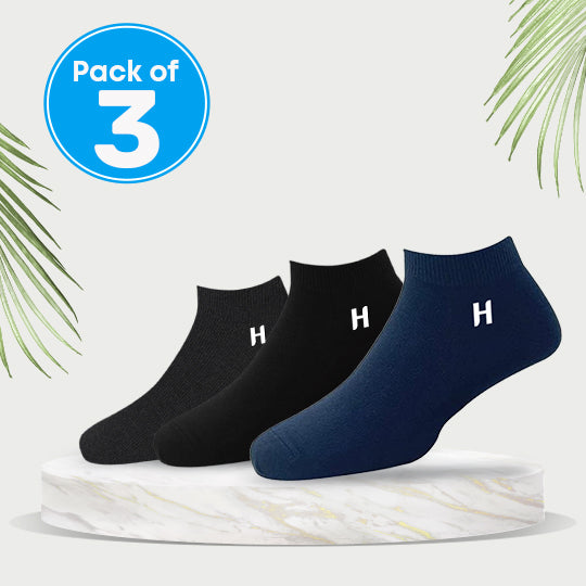 Heelmate Ankle Length Socks | Breathable, Soft & Sustainable Fabric | Ultimate Comfort &amp; Moisture Retention | Daily Wear & Sporty | Pack of 3