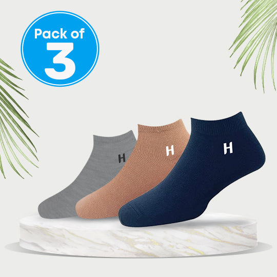 Heelmate Ankle Length Socks | Breathable, Soft & Sustainable Fabric | Ultimate Comfort &amp; Moisture Retention | Daily Wear & Sporty | Pack of 3