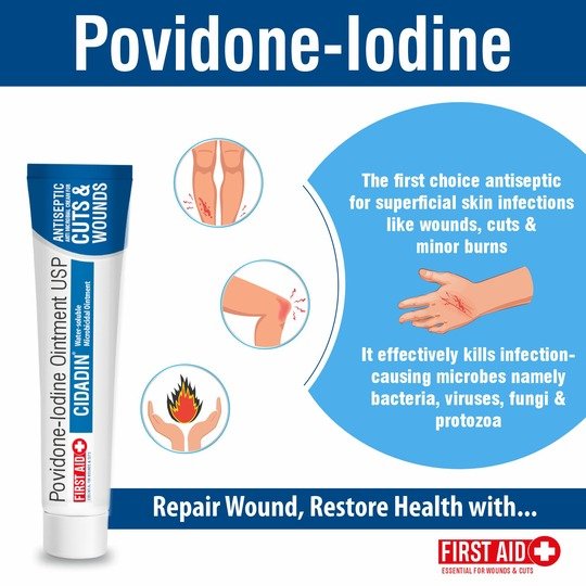 Cidadin 20g | Antiseptic, Anti Microbial Medicated Cream for Cuts, Scratches, Burns & Wounds | Clinically Proven & Worldwide Accepted Povidone-Iodine Formula | Essential First Aid Ointment(Pack of 6)