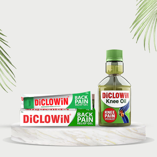 DiCLOWiN Knee Oil(60ml) & Back Pain Relief Gel Combo