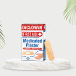 Load image into Gallery viewer, DiCLOWiN Washproof Medicated Bandage | Antiseptic &amp; Hypoallergenic Plaster for Injury, Cuts, Wounds &amp; Abrasions | Flexible, Non-Staining &amp; Long Lasting | For Kids &amp; Adults | 100 Strips
