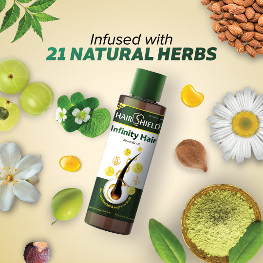 Hairshield Women Anti Hairfall Duo Pack | Infinity Hair Ayurvedic Oil 100ml & Daily Biotin Vegetarian Tablet | Promotes Hair Growth, Stops Hairfall, Reduces Breakage & Split Ends | Powered with 33 Ingredients including Biotin, Folic Acid| Free Neem Comb