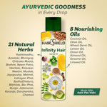 Load image into Gallery viewer, Hairshield Infinity Hair Ayurvedic Oil with 21 Herbs including Bhringraj, Henna, Amla, Neem | 8 Natural Oils | Promotes Hair Growth, Stops Hairfall, Reduces Breakage &amp; Split Ends, Removes Dandruff | 100ml(Pack of 2)
