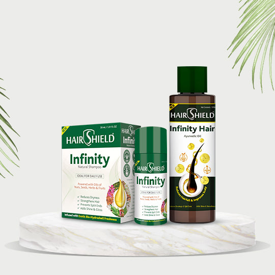 Hairshield Infinity Natural Shampoo & Ayurvedic Hair Oil Combo | Each 1 Unit | With Bio-Hydroshell & 21 Herbs | Paraben-Free