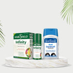 Load image into Gallery viewer, Hairshield Infinity Natural Shampoo (30ml) &amp; Anti-Dandruff Shampoo (110ml) Combo | With Aloe Vera, Argan, Green Tea &amp; Herbal Ingredients

