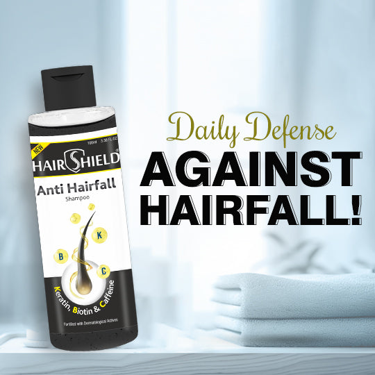 Hairshield Anti Hairfall Daily Shampoo | Plant Keratin, Biotin & Caffeine | Cleanses Scalp, Controls Frizz, Hair Breakage & Split Ends | Developed by Experts | Paraben Free | Shining Black | 100ml