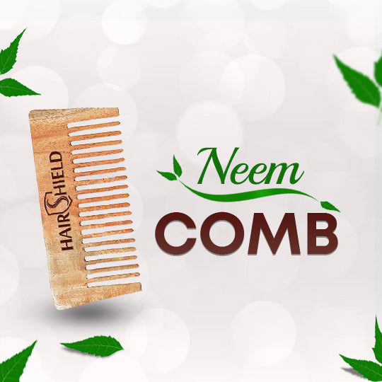 Hairshield Neem Comb (Pack of 2) | Anti Hairfall & Anti Dandruff Comb | Detangling, Anti Frizz & Shine Enhancer | Suited For All Hair Types | Wide Tooth Original Neem Wood Comb