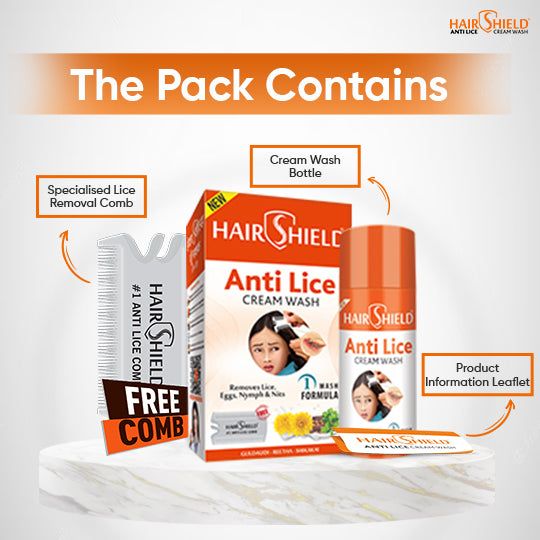 Hairshield Anti Lice Cream Wash (Pack of 6) Each Pack with New Big Lice Specialist Comb | Made with Guldaudi, Reetha & Shikakai