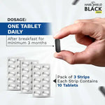 Load image into Gallery viewer, Hairshield Black Tablets for Men |30 Days Pack | Powered with 33 Ingredients including Biotin, Ashwagandha, Millets | Promotes Hair Growth, Stops Hairfall, Reduces Breakage &amp; Receding Hairline | Free Neem Comb
