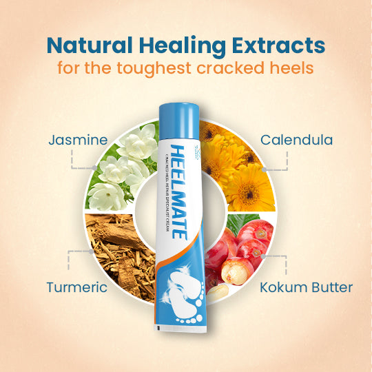 Heelmate Daily Foot Care Combo | Cracked Heel Repair Cream Pack of 1 with Ankle Length Socks (Pink) | Deep Moisture & Soothing Care for Dry Heels | Feather-Touch Socks Included