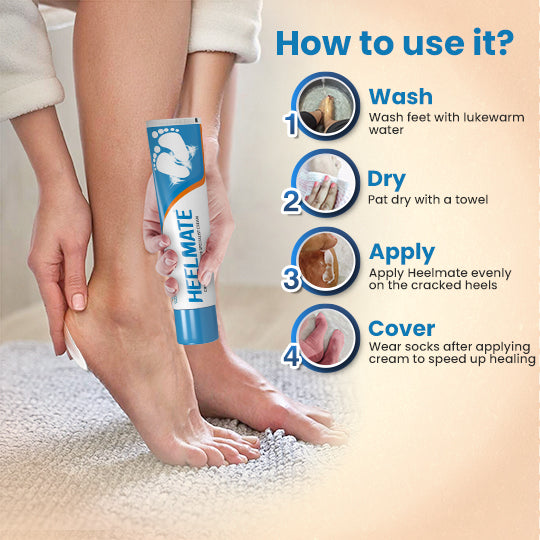 Heelmate Daily Foot Care Combo | Cracked Heel Repair Cream Pack of 1 with Ankle Length Socks (Pink) | Deep Moisture & Soothing Care for Dry Heels | Feather-Touch Socks Included