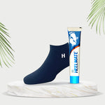 Load image into Gallery viewer, Heelmate Daily Foot Care Combo | Cracked Heel Repair Cream  with Ankle Length Socks (Blue) | Deep Moisture &amp; Soothing Care for Dry Heels | Feather-Touch Socks Included
