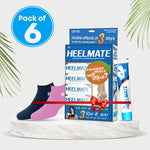 Load image into Gallery viewer, Heelmate Moisture Lock Combo | Cracked Heel Repair Cream (Pack of 6) + Free Blue &amp; Pink Socks | Deep Healing for Dry, Cracked Heels | Breathable &amp; Reusable Socks Included
