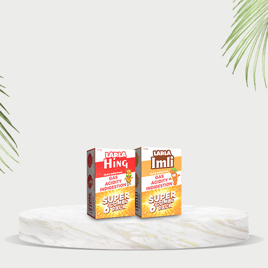 Larla Super 6 Combo Pack | Natural Digestive Powder | Quick Relief from Gas, Acidity & Indigestion | Hing & Imlie Flavour Each 6 x 5g Sachets | Tasty & Effective | (Pack of 2)