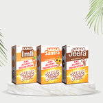 Load image into Gallery viewer, Larla Super 6 Combo Pack | Natural Digestive Powder | Quick Relief from Gas, Acidity &amp; Indigestion | Jeera, Santra &amp; Imli Each Flavour 6 x 5g Sachets | Tasty &amp; Effective | (Pack of 3)

