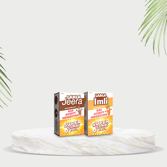 Larla Super 6 Combo Pack | Natural Digestive Powder | Quick Relief from Gas, Acidity & Indigestion | Jeera & Imlie Flavour Each 6 x 5g Sachets | Tasty & Effective |(Pack of 2)