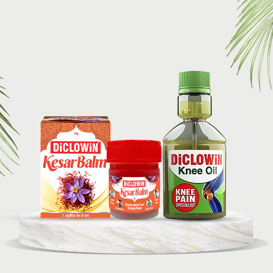 DiCLOWiN Kesar Balm &  Knee Oil 60ml Combo