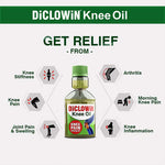 Load image into Gallery viewer, DiCLOWiN Knee Oil (60ml) | (Pack of 4)  Provides Joint, Knee, Ortho Pain &amp; Arthritis Relief with Deep Penetrating Action for Lasting Comfort &amp; Mobility | Blend of Science &amp; Ayurveda | Unique Bottle, Non-Greasy Oil, Effective, Rich Aroma
