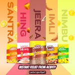 Load image into Gallery viewer, Larla Super 6 Combo Pack | Natural Digestive Powder | Quick Relief from Gas, Acidity &amp; Indigestion | Nimbu, Santra, Hing, Imli &amp; Jeera Each Flavour 6 x 5g Sachets | Tasty &amp; Effective | (Pack of 5)
