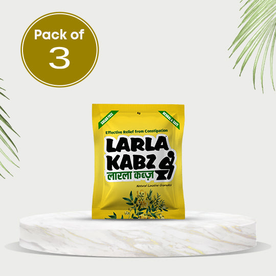 Larla Kabz Natural Granules | Ayurvedic & Herbal Laxative for Digestive Issues | For Gas, Acidity, Bloating and Flatulence | Sugar-Free and Non-Habit Forming | Promotes Bowel Regularity | 30 Sachets (Pack of 3)
