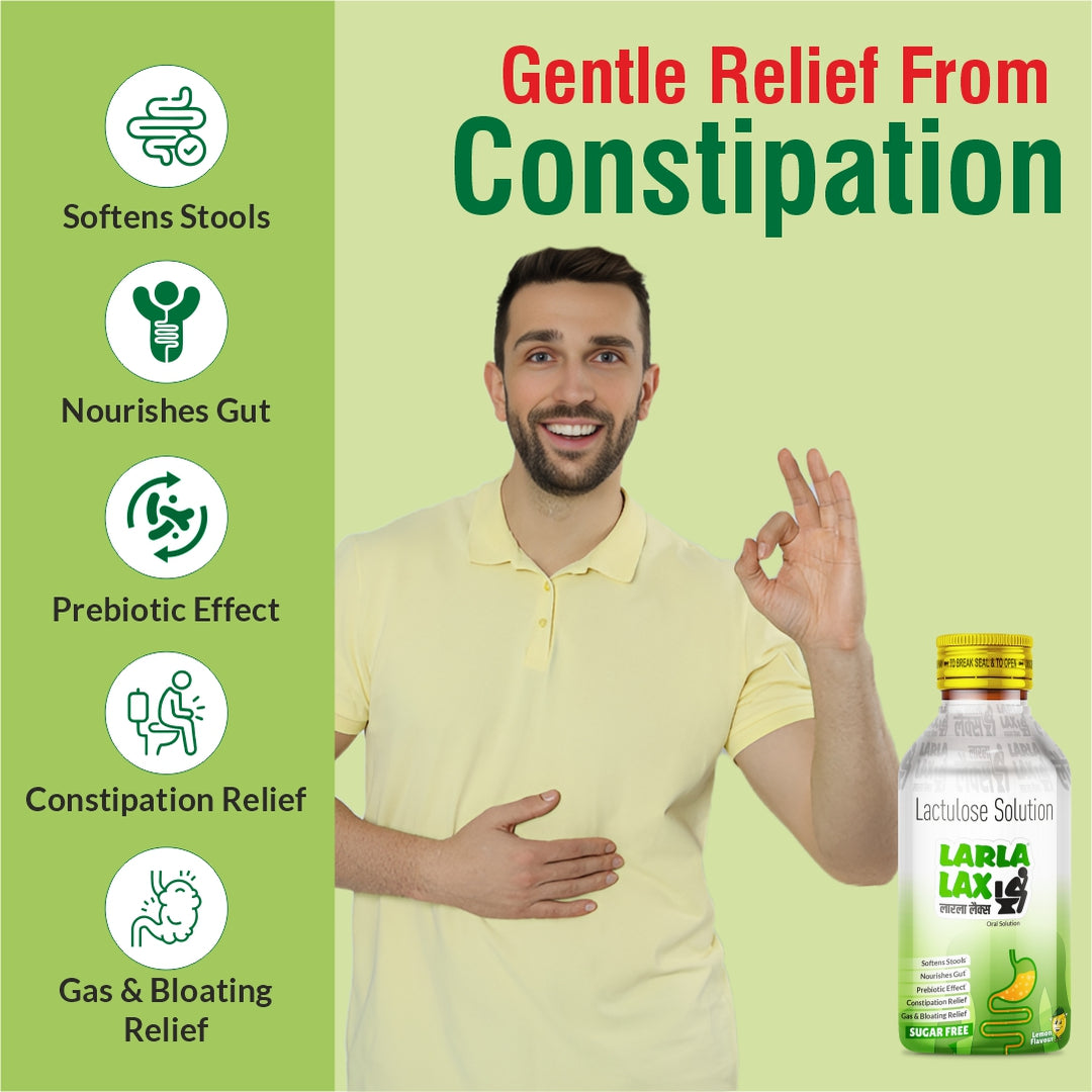 Larla Lax Lactulose Solution IP | Sugar Free Oral Solution | Lemon Flavour | Softens Stools & Supports Gut Health | Prebiotic Effect for Digestive Comfort | Gas & Bloating Relief 100ml (Pack of 2)