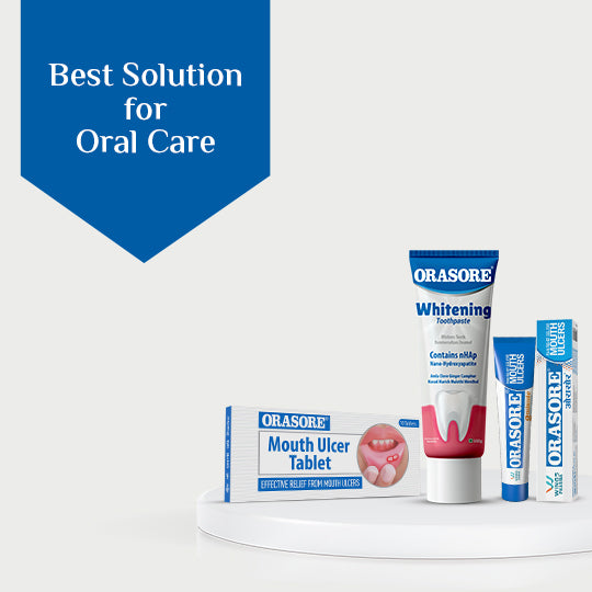 Orasore Perfect Trio Combo | Mouth Ulcer Gel 12g + Mouth Ulcer Tablets (10) with Free Pen + nHAp Whitening Toothpaste 100g