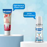 Load image into Gallery viewer, Orasore 24x7 Miswak Duo | Natural Toothpaste 100g &amp; Clear Mouthwash 100ml |  Fights 7 Dental Problems &amp; Prevents Bad Breath | Zero Color &amp; Zero Alcohol Mouthwash | Free Bamboo Toothbrush
