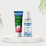 Load image into Gallery viewer, Orasore Salt &amp; Neem Duo | Gum Strengthening Toothpaste 100g &amp; Clear Mouthwash 100ml | Fights Pyorrhea, Whitens Teeth &amp; Stops Dental Pain | Zero Color &amp; Zero Alcohol Mouthwash | Free Bamboo Toothbrush
