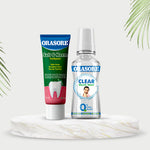 Load image into Gallery viewer, Orasore Salt &amp; Neem Duo | Gum Strengthening Toothpaste 100g &amp; Clear Mouthwash 250ml | Fights Pyorrhea, Whitens Teeth &amp; Stops Dental Pain | Zero Color &amp; Zero Alcohol Mouthwash | Free Bamboo Toothbrush
